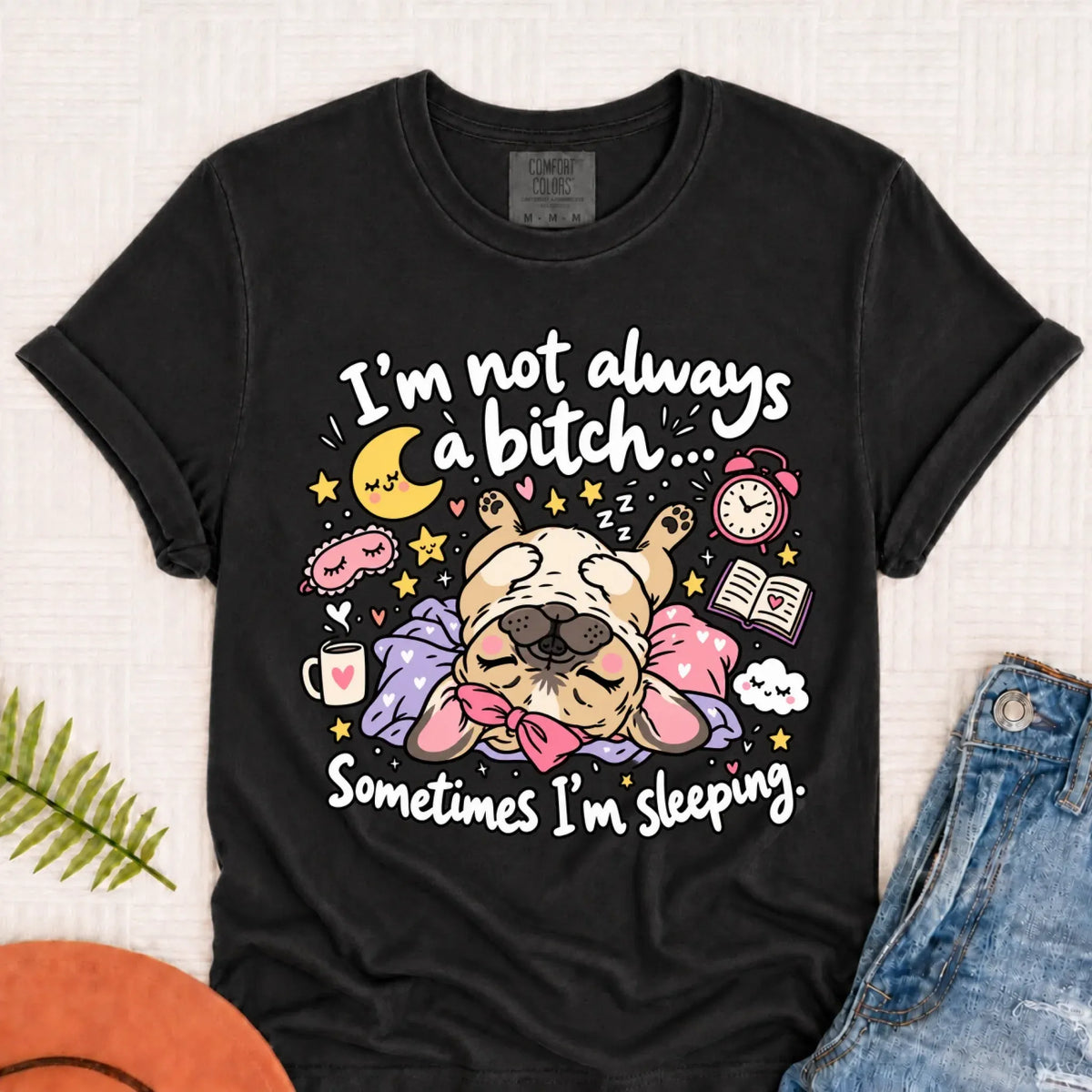 Custom Frenchie Sometimes Sleeping Snark Unisex TShirt Graphite