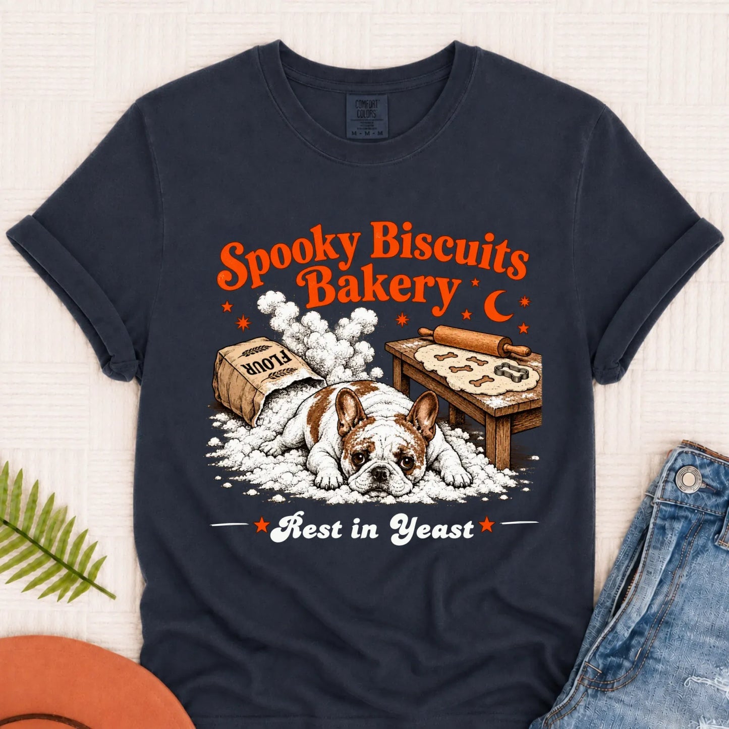 Custom Frenchie Spooky Biscuits Bakery Halloween Navy