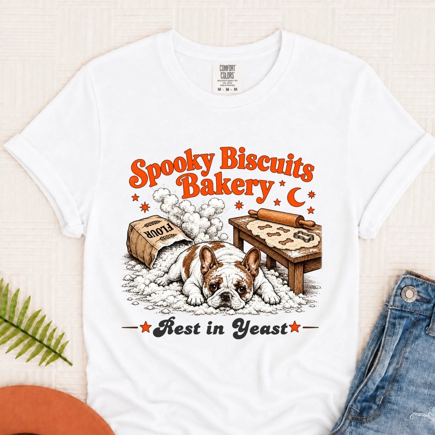 Custom Frenchie Spooky Biscuits Bakery Halloween White