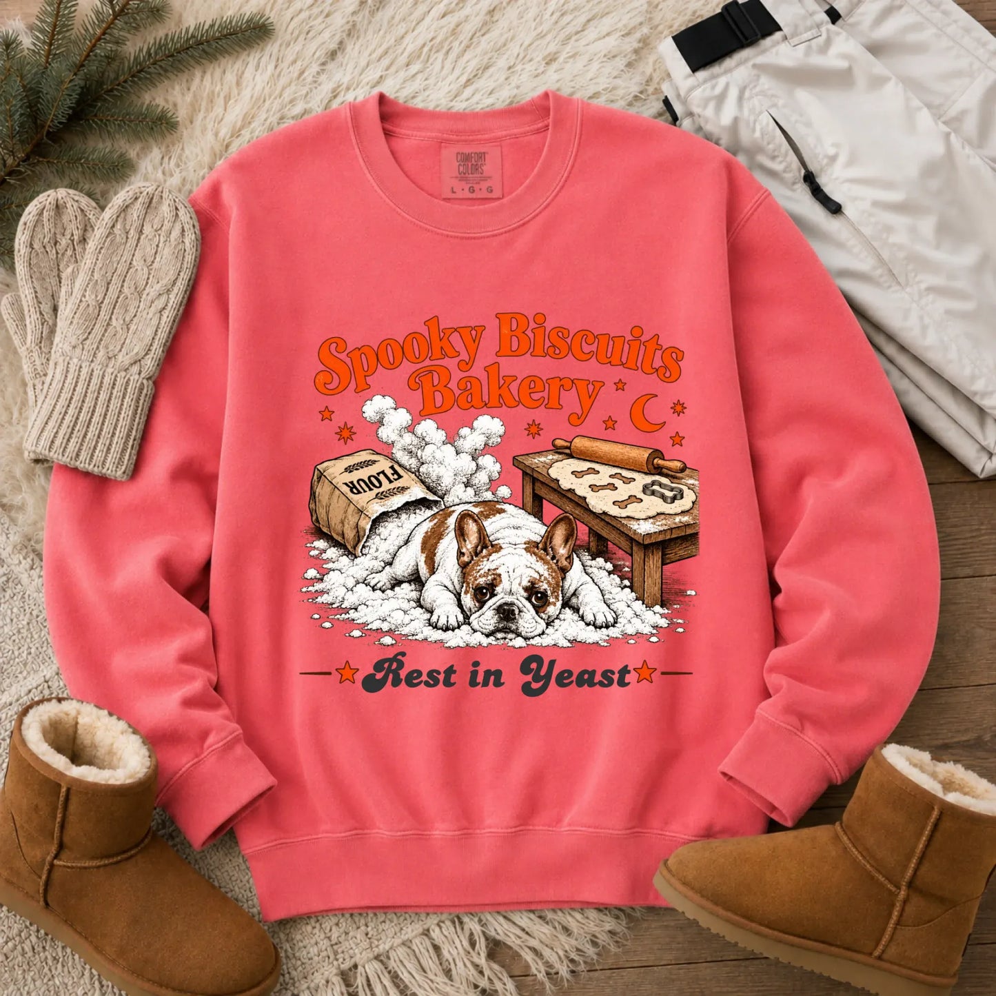 Custom Frenchie Spooky Biscuits Bakery Sweatshirt Watermelon