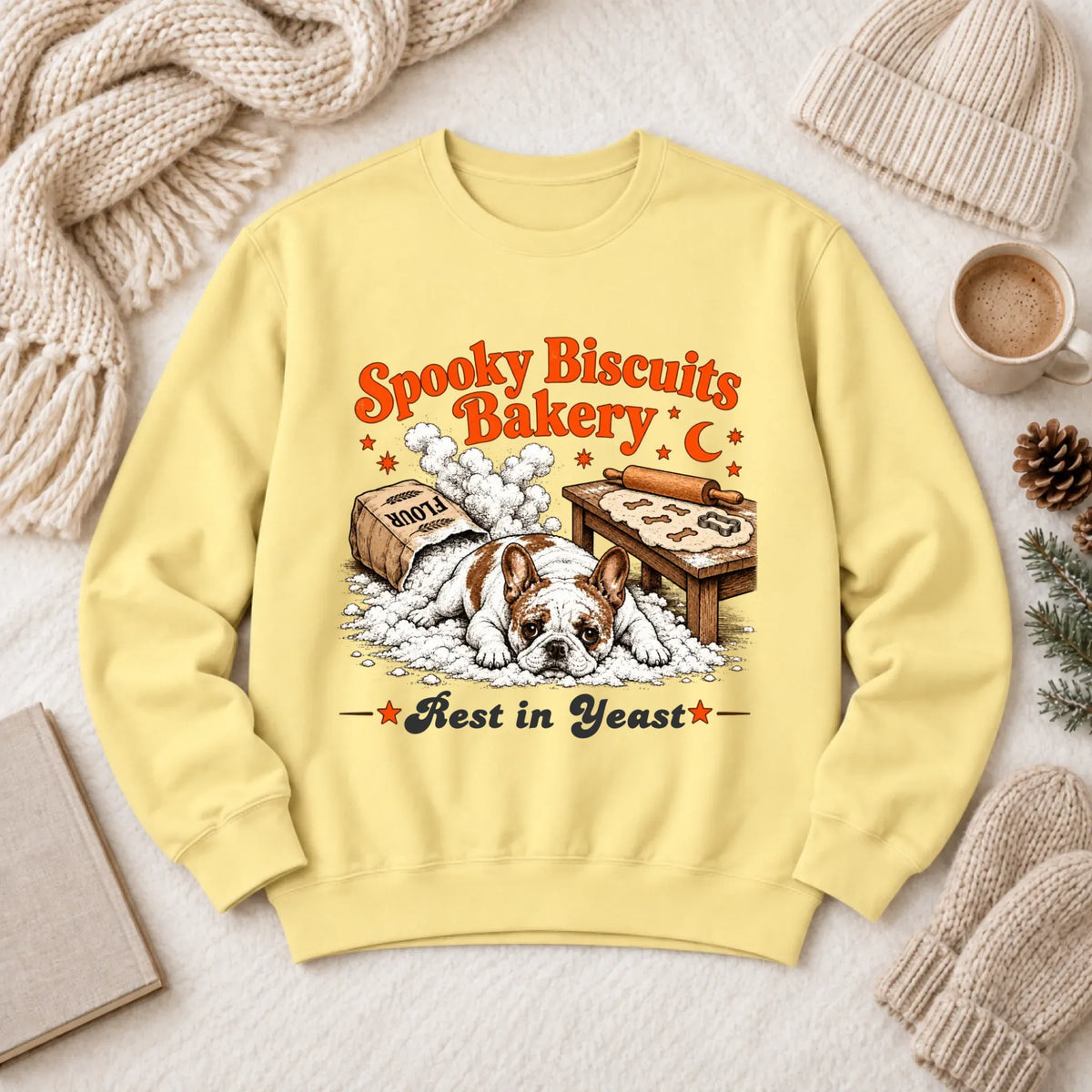 Custom Frenchie Spooky Biscuits Bakery Sweatshirt Butter
