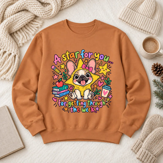 Custom Frenchie Star School Teacher Unisex Sweatshirt - Sweatshirt - Good Girl John