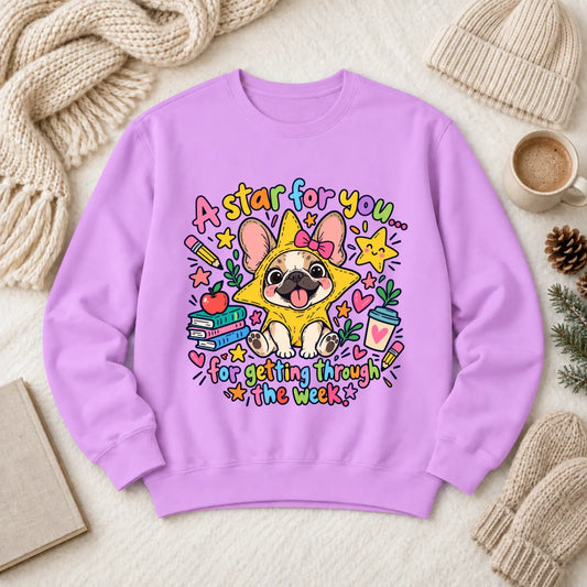 Custom Frenchie Star School Teacher Unisex Sweatshirt - Sweatshirt - Good Girl John