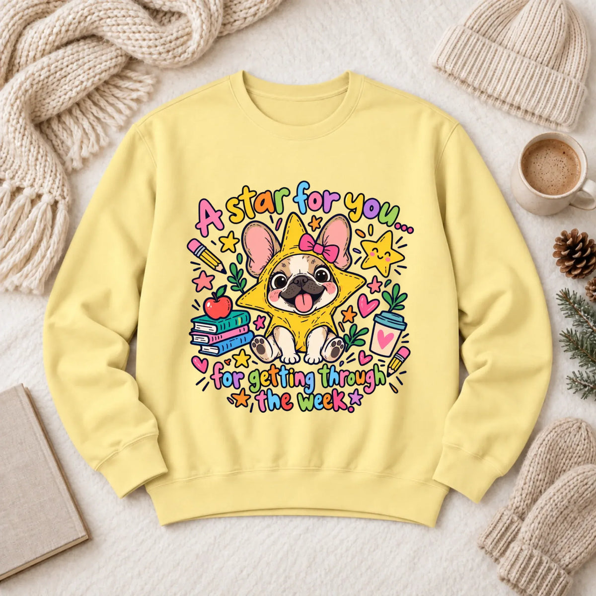 Custom Frenchie Star School Teacher Unisex Sweatshirt Butter