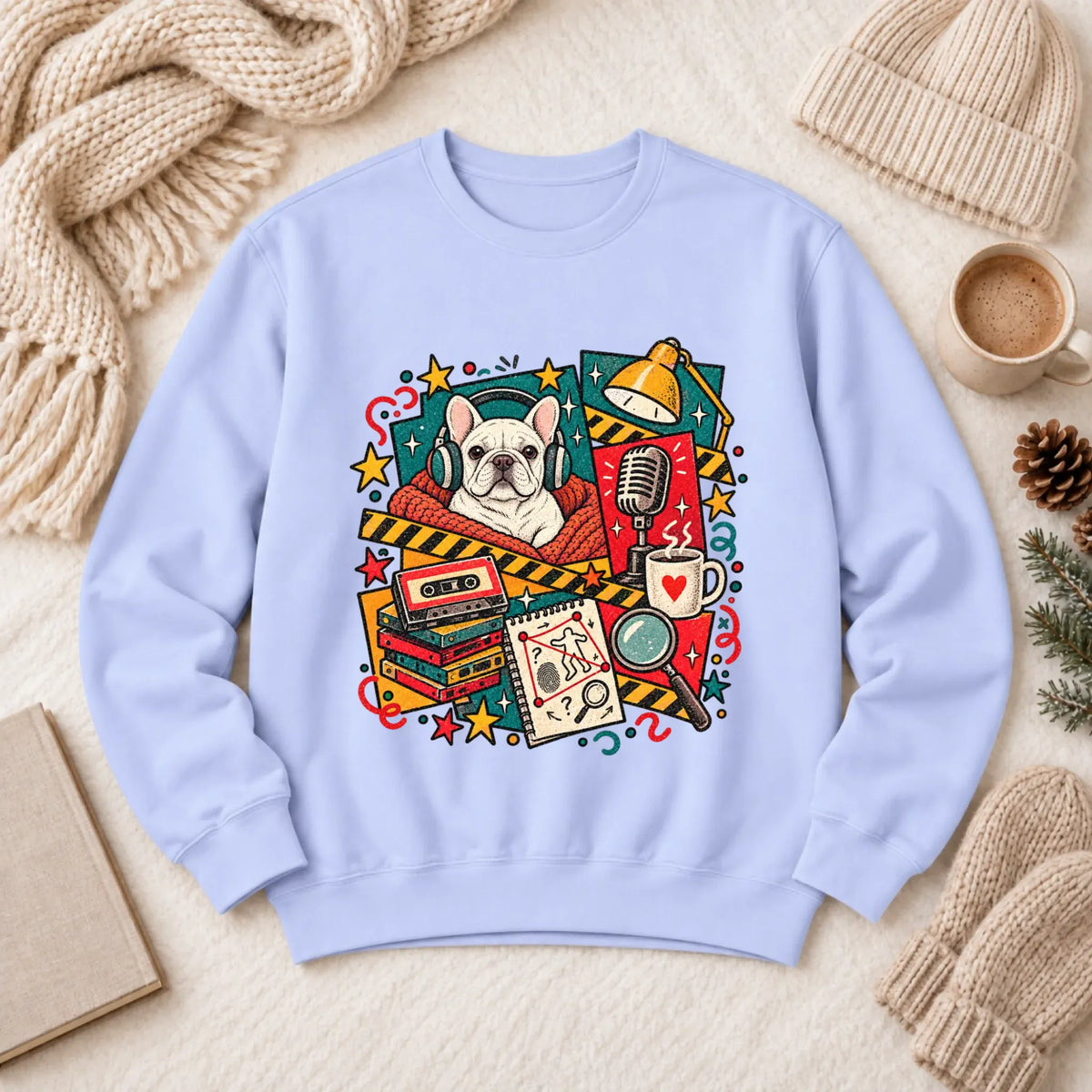 Customizer 1466 LW Sweatshirt Light / Hydrangea / S Custom Frenchie True Crime Podcast Unisex Sweatshirt
