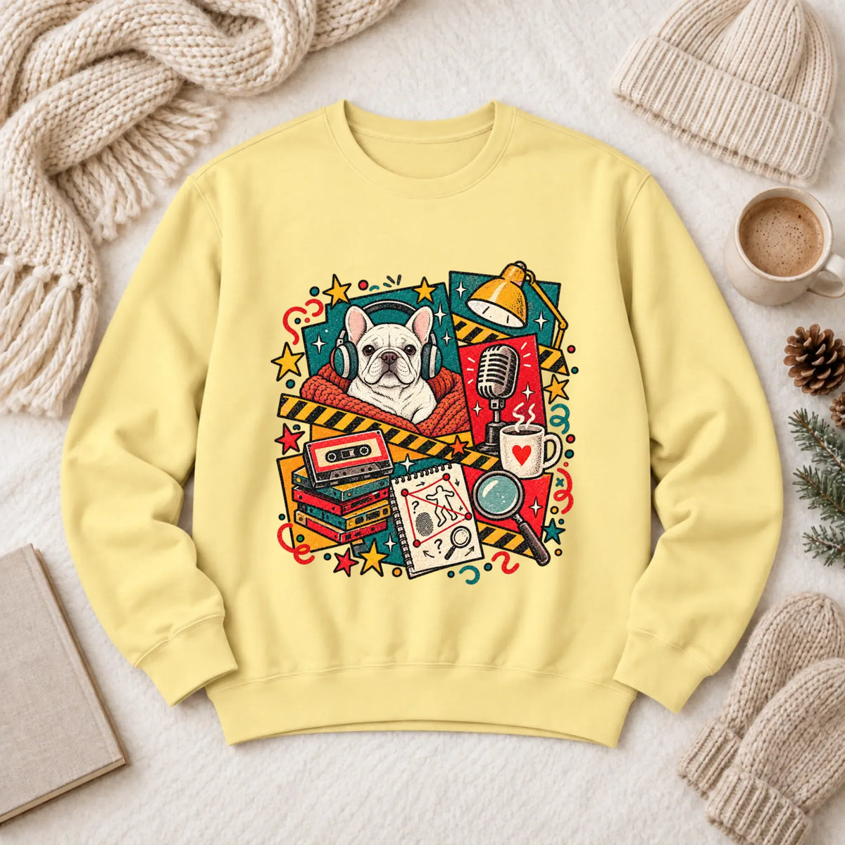 Customizer 1466 LW Sweatshirt Light / Butter / S Custom Frenchie True Crime Podcast Unisex Sweatshirt