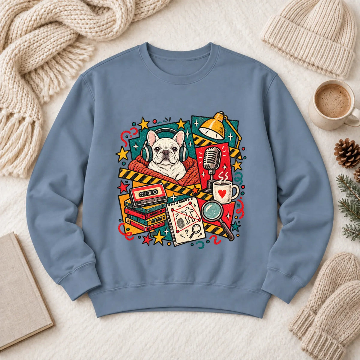 Customizer 1466 LW Sweatshirt Dark / Blue Jean / M Custom Frenchie True Crime Podcast Unisex Sweatshirt