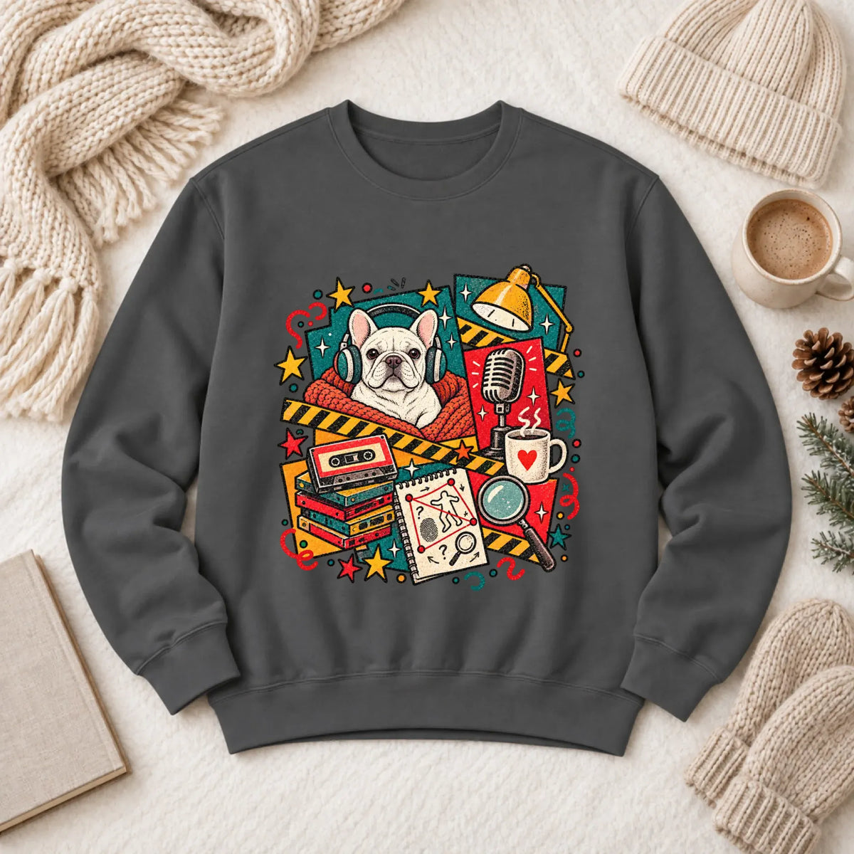 Customizer 1466 LW Sweatshirt Dark / Pepper / S Custom Frenchie True Crime Podcast Unisex Sweatshirt