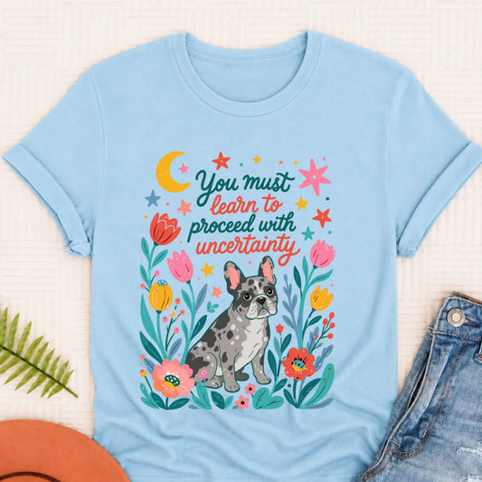 Custom Frenchie Uncertainty Unisex TShirt Chambray