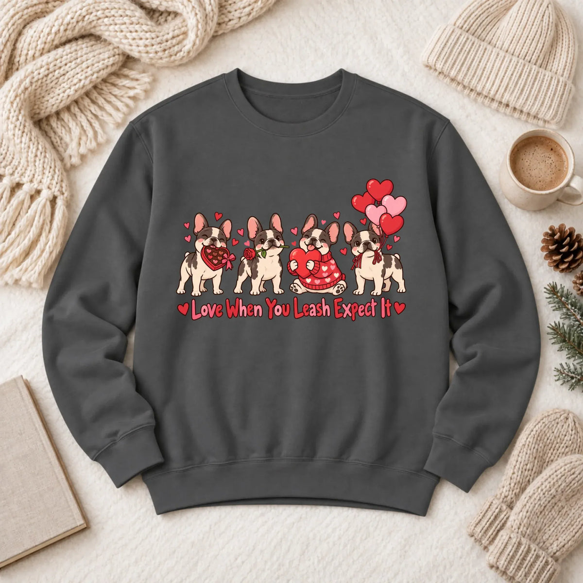 Custom Frenchie Valentine Love Unisex Sweatshirt - Sweatshirt - Good Girl John