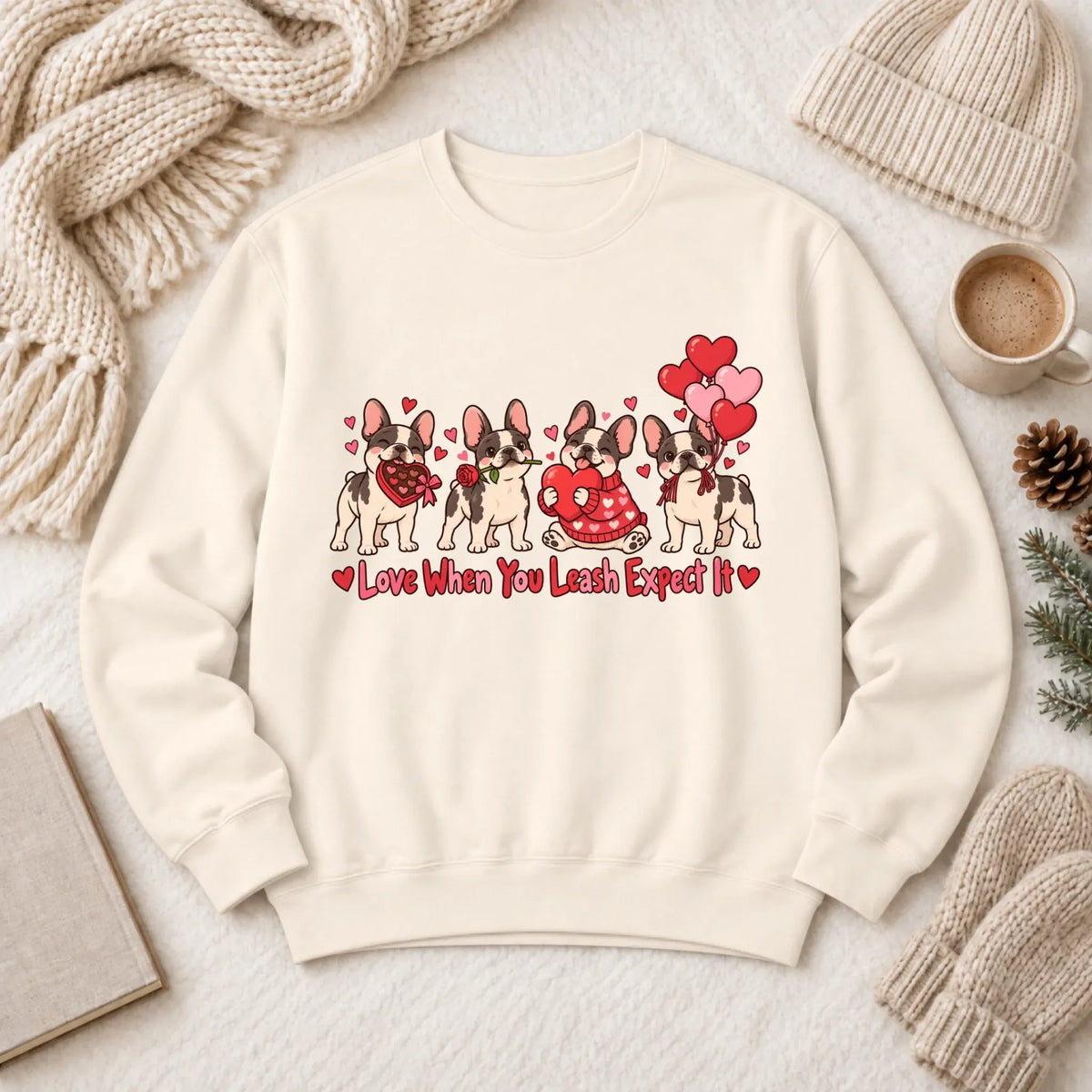 Custom Frenchie Valentine Love Unisex Sweatshirt - Sweatshirt - Good Girl John