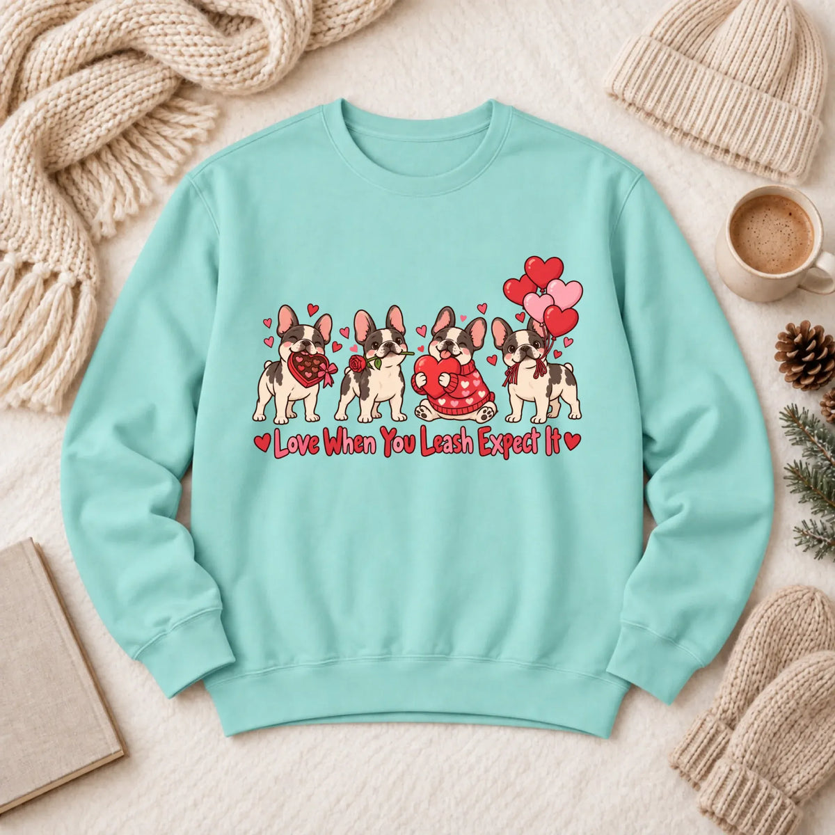 Custom Frenchie Valentine Love Unisex Sweatshirt - Sweatshirt - Good Girl John
