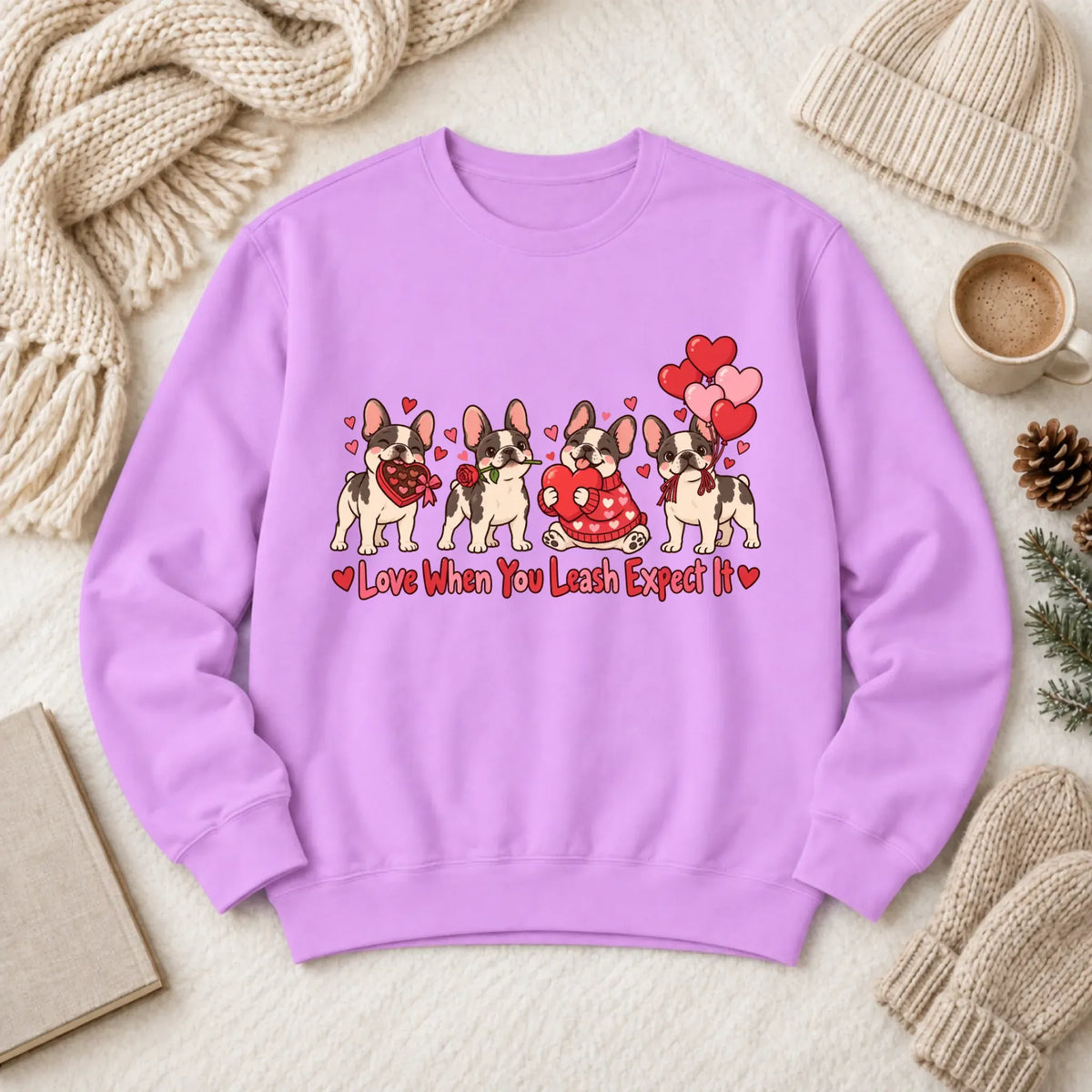 Custom Frenchie Valentine Love Unisex Sweatshirt - Sweatshirt - Good Girl John