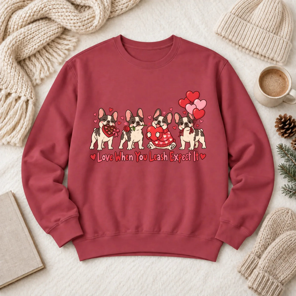 Custom Frenchie Valentine Love Unisex Sweatshirt - Sweatshirt - Good Girl John