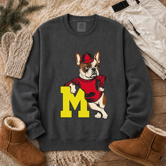 Custom Frenchie Vintage School Mascot Unisex Sweatshirt Pepper