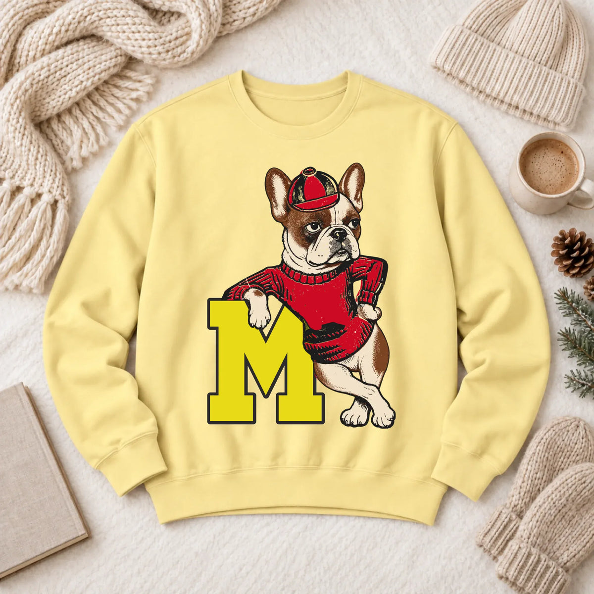 Custom Frenchie Vintage School Mascot Unisex Sweatshirt Butter