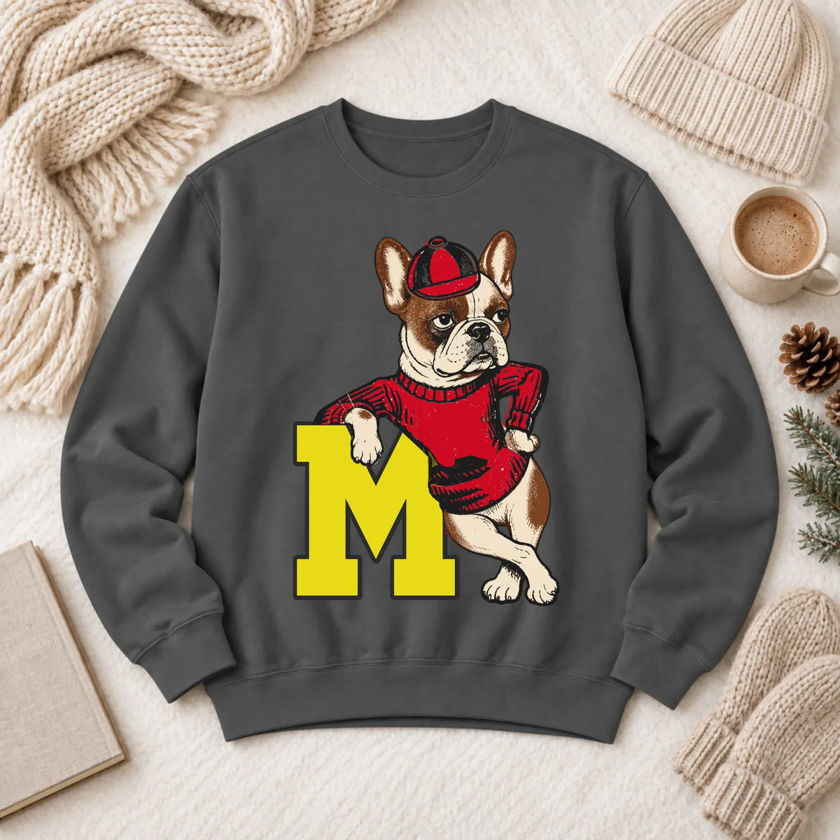 Custom Frenchie Vintage School Mascot Unisex Sweatshirt Pepper