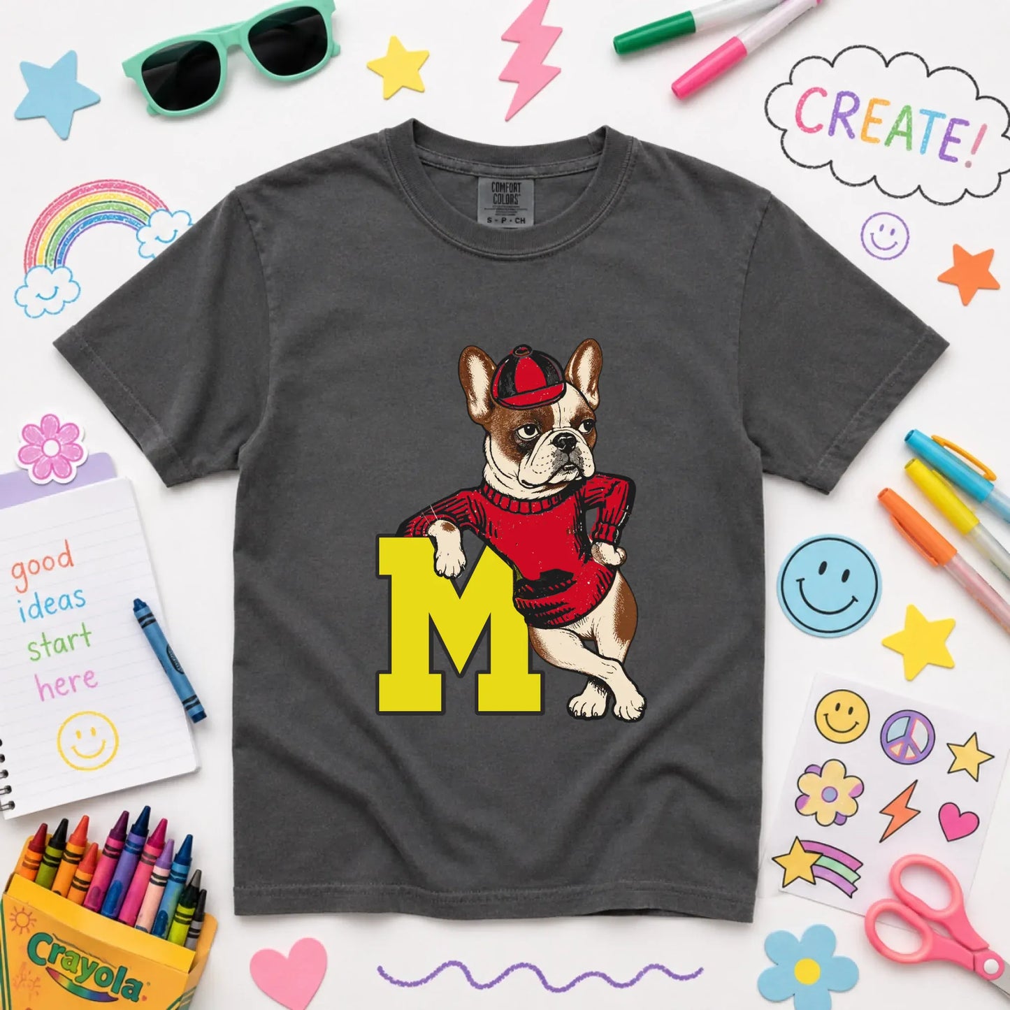 Custom Frenchie Vintage School Mascot YOUTH Unisex Tshirt NEW Youth Midweight Tee Pepper