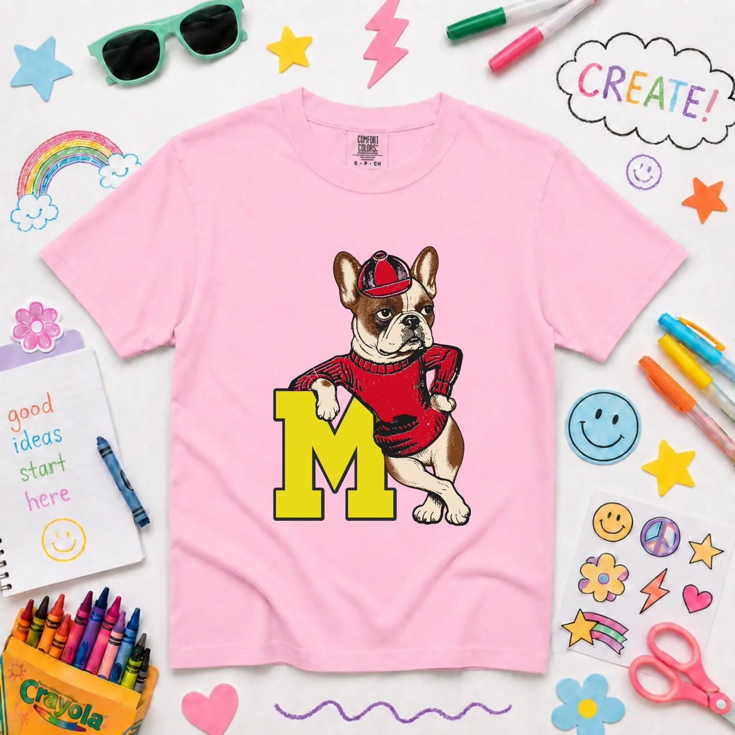 Custom Frenchie Vintage School Mascot YOUTH Unisex Tshirt NEW Youth Midweight Tee Blossom