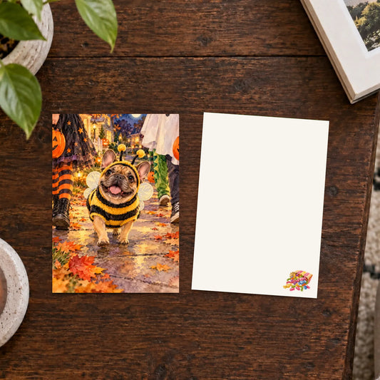 Custom Frenchie Watercolor Halloween Greeting Card