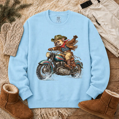 Sweatshirt Chambray / S Custom Frenchie Western Motorcycle Unisex Sweatshirt
