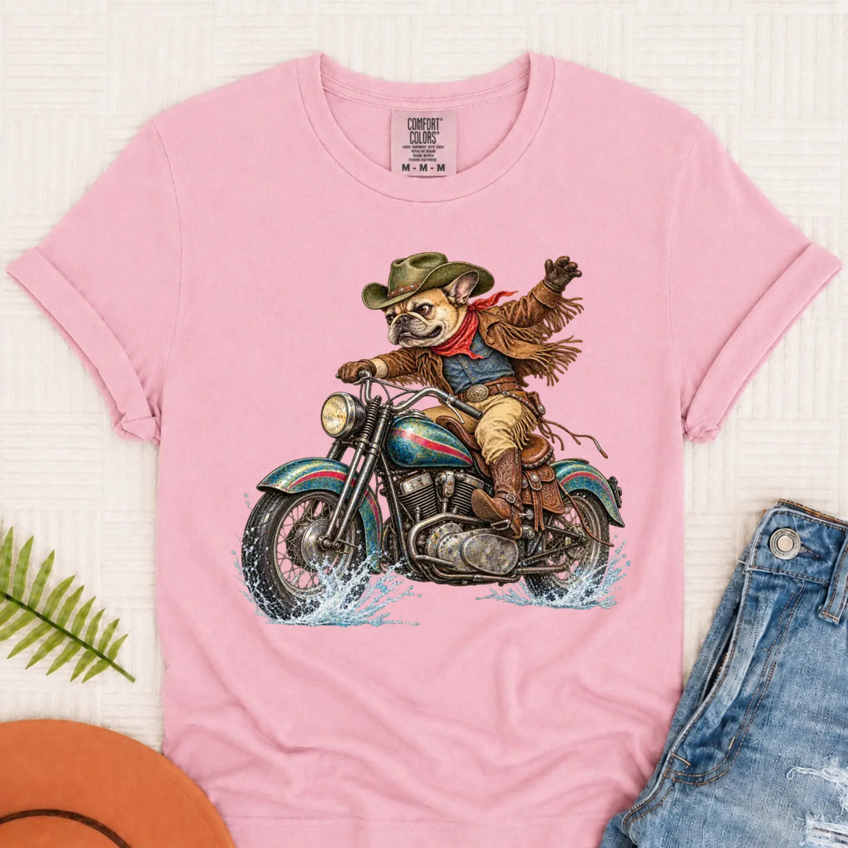 T-Shirt Blossom / S Custom Frenchie Western Motorcycle Unisex Tshirt