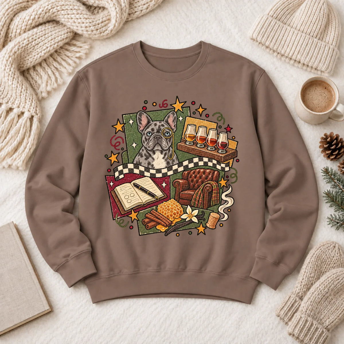 Sweatshirt Espresso / S Custom Frenchie Whiskey Lover Unisex Sweatshirt
