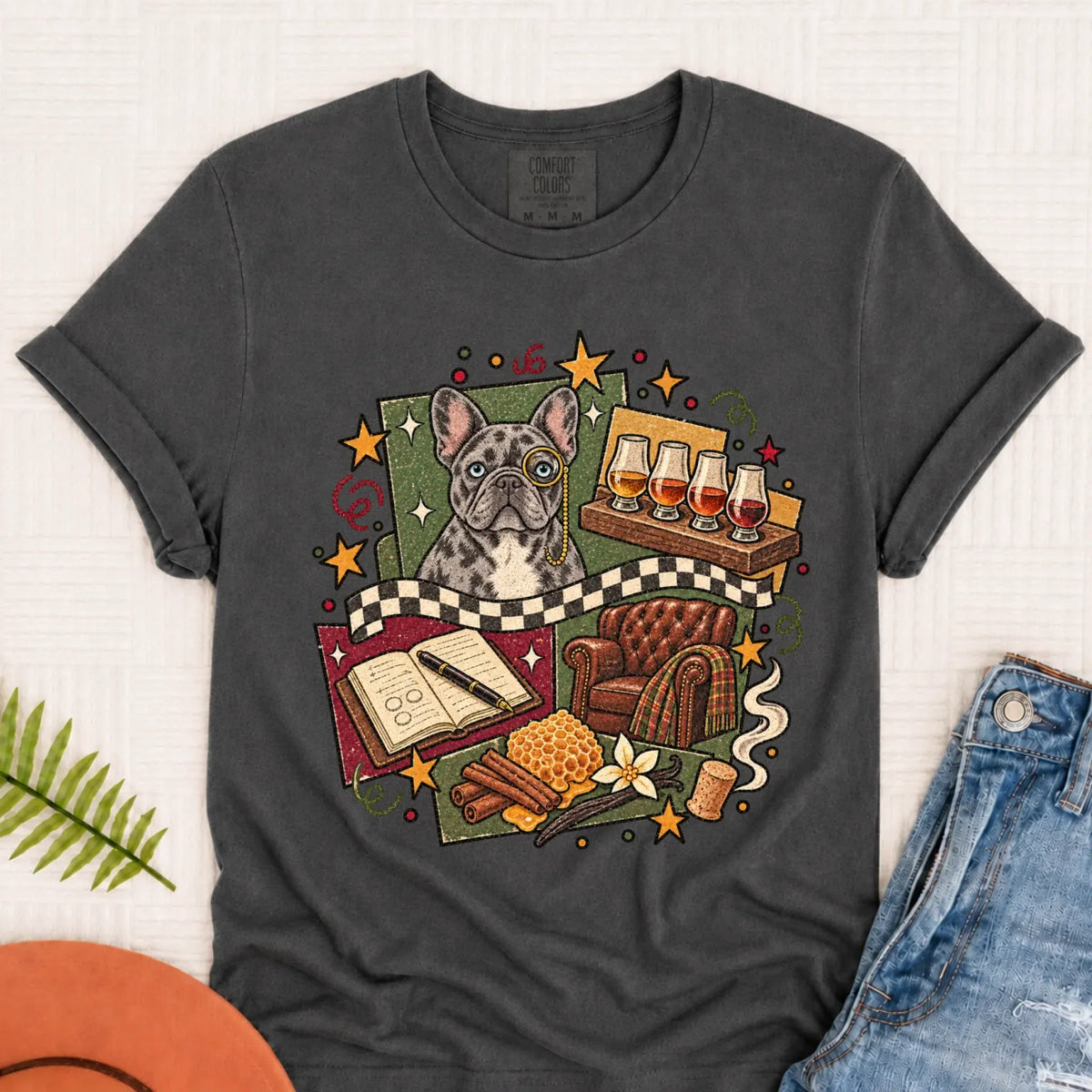 T-Shirt Pepper / S Custom Frenchie Whiskey Lover Unisex Tshirt