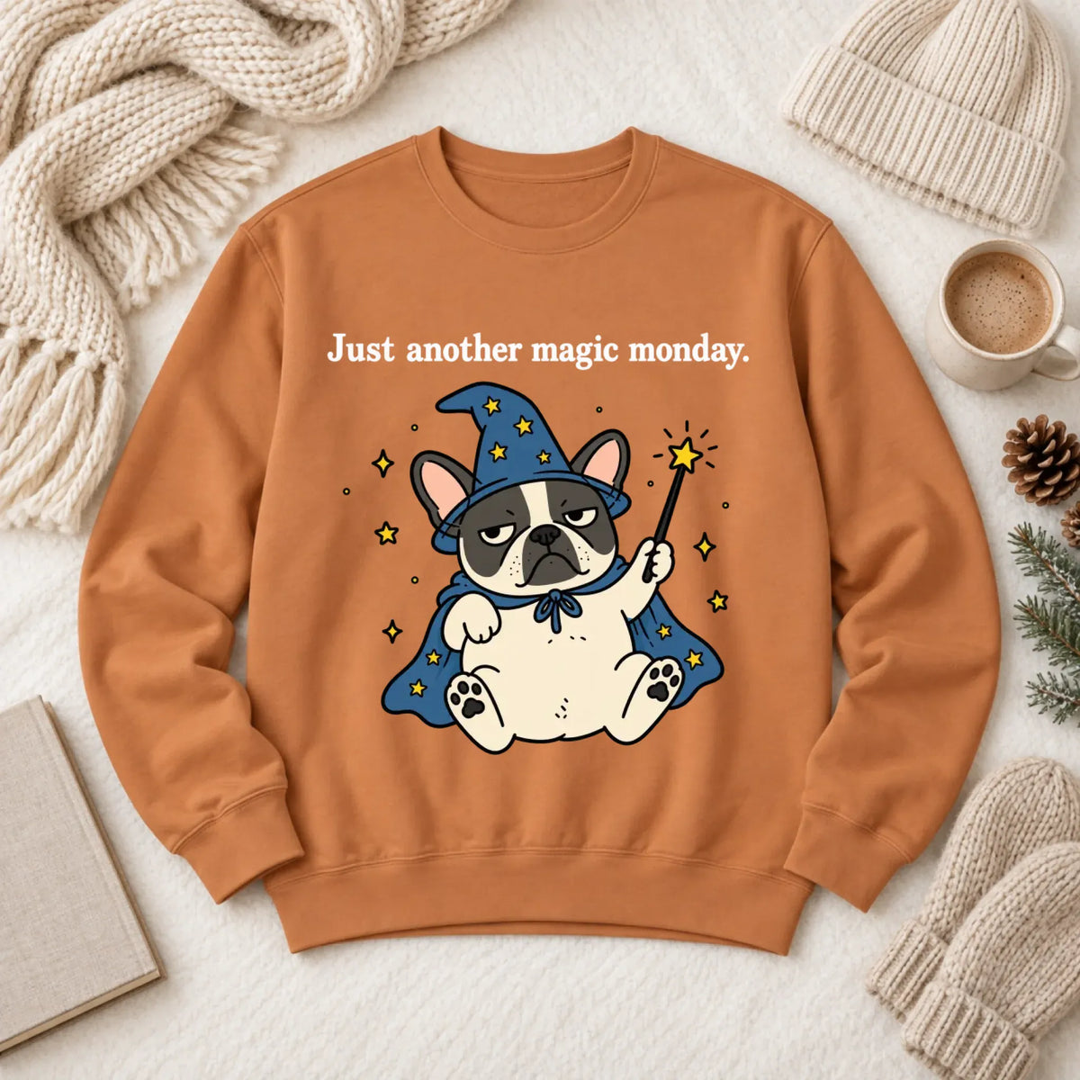 Sweatshirt Yam / S Custom Frenchie Work Humor Magic Monday Unisex Sweatshirt