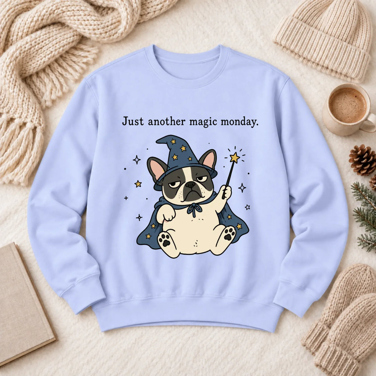 Sweatshirt Hydrangea / S Custom Frenchie Work Humor Magic Monday Unisex Sweatshirt