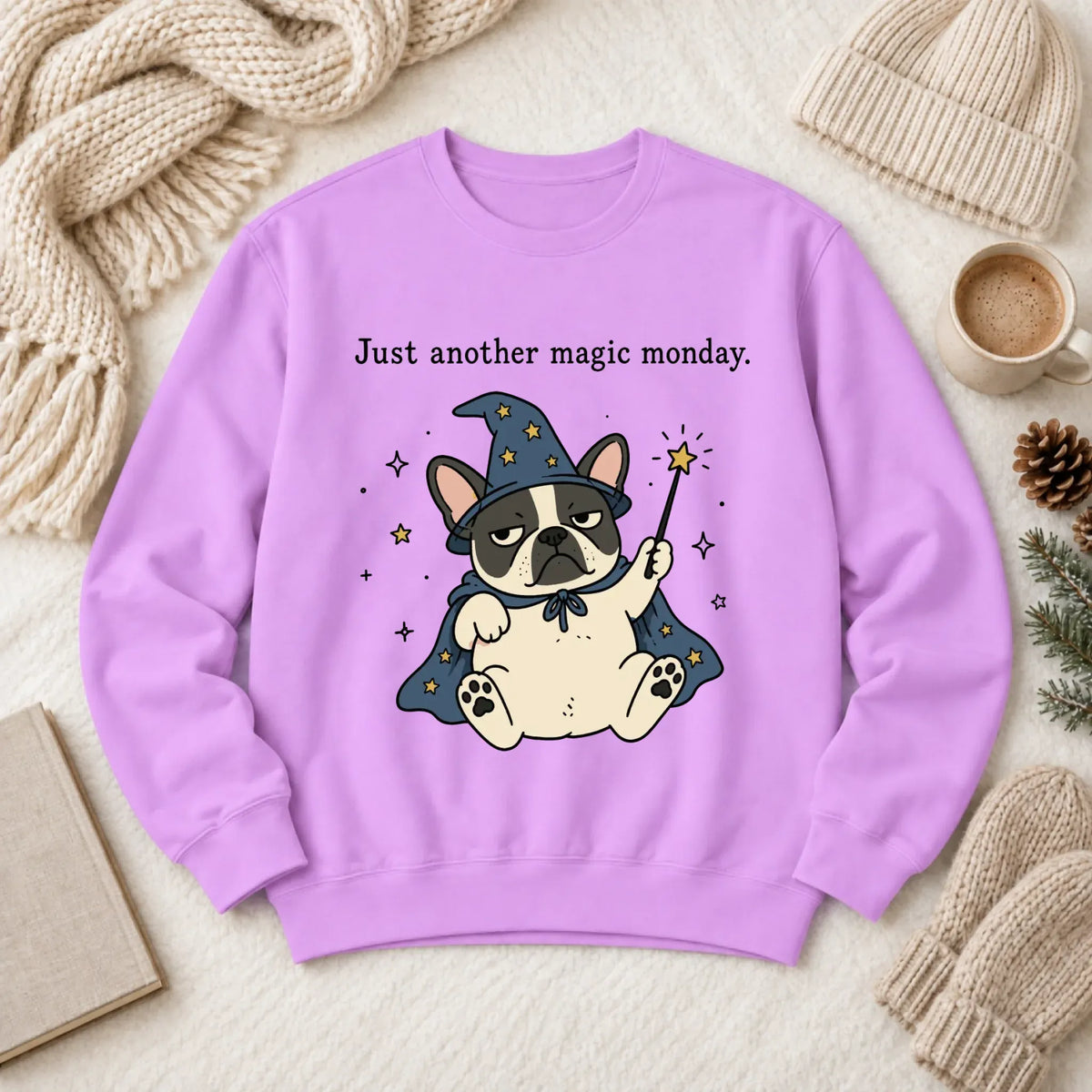 Sweatshirt Neon Violet / S Custom Frenchie Work Humor Magic Monday Unisex Sweatshirt