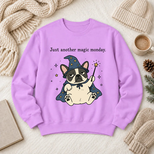 Sweatshirt Neon Violet / S Custom Frenchie Work Humor Magic Monday Unisex Sweatshirt