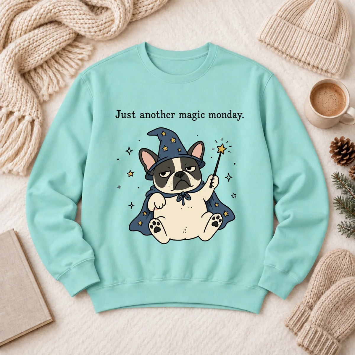 Sweatshirt Chalky Mint / S Custom Frenchie Work Humor Magic Monday Unisex Sweatshirt