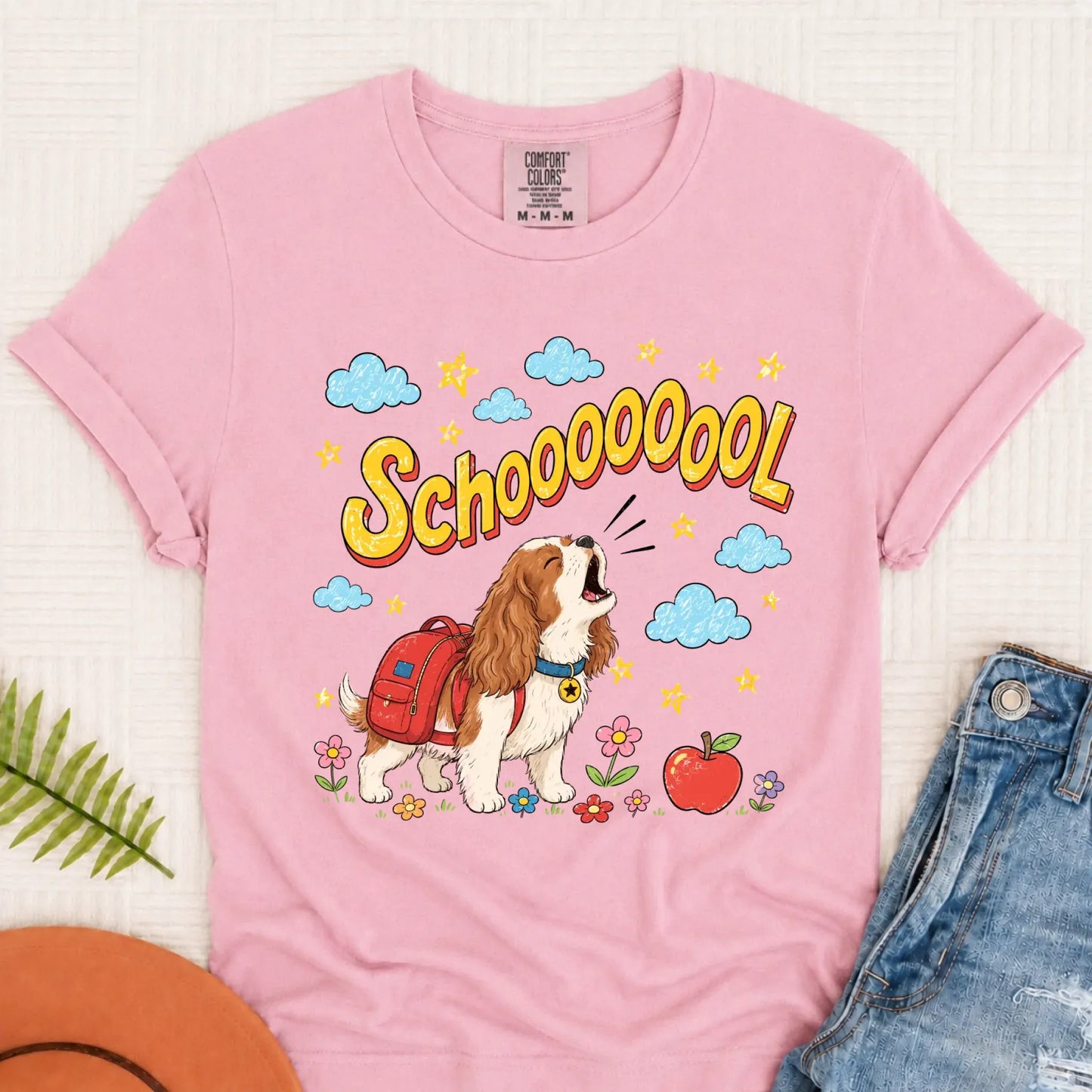 Custom Funny Cavalier Back to School Unisex Tshirt Blossom