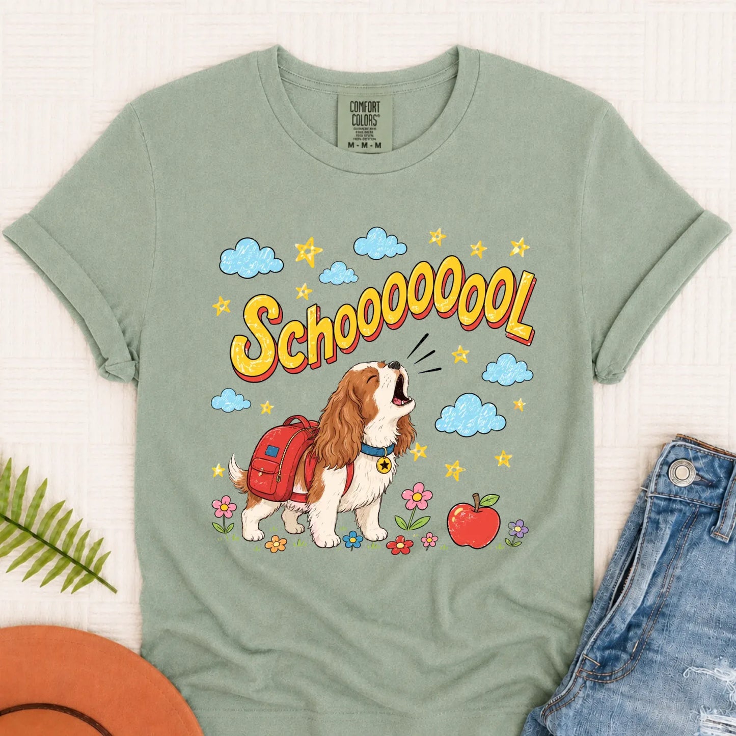 Custom Funny Cavalier Back to School Unisex Tshirt Bay