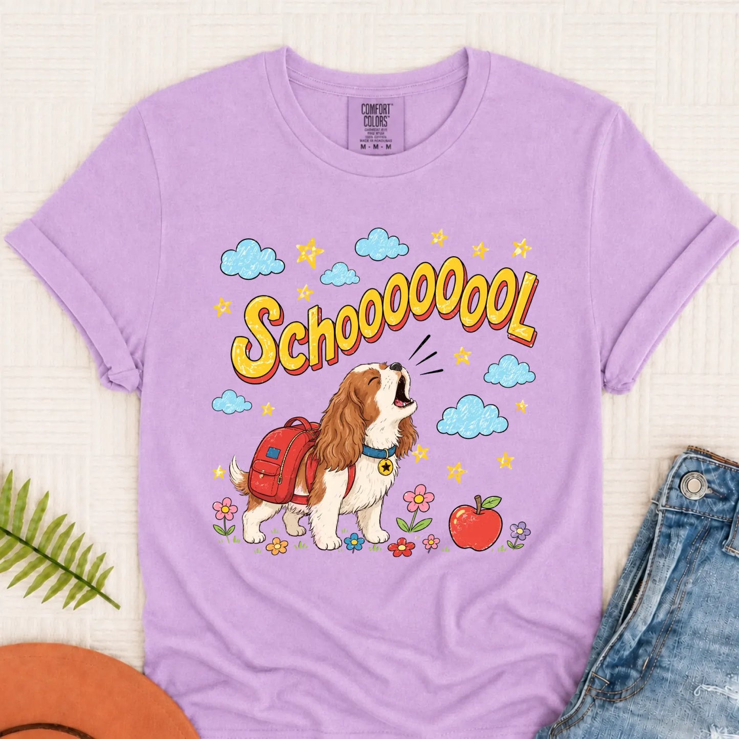 Custom Funny Cavalier Back to School Unisex Tshirt Orchid