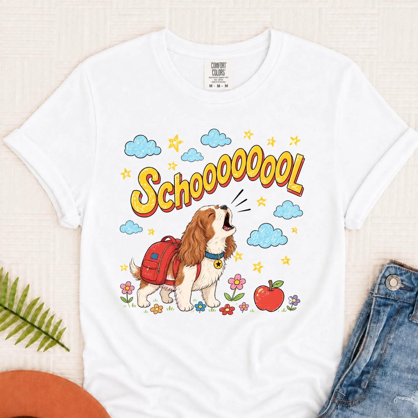 Custom Funny Cavalier Back to School Unisex Tshirt White