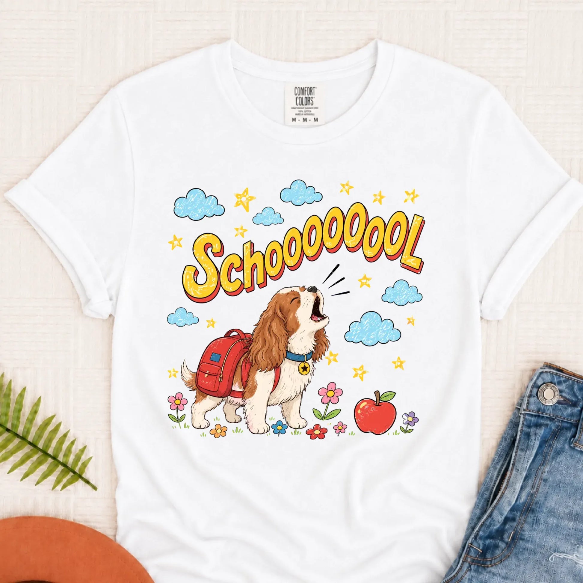 Custom Funny Cavalier Back to School Unisex Tshirt White