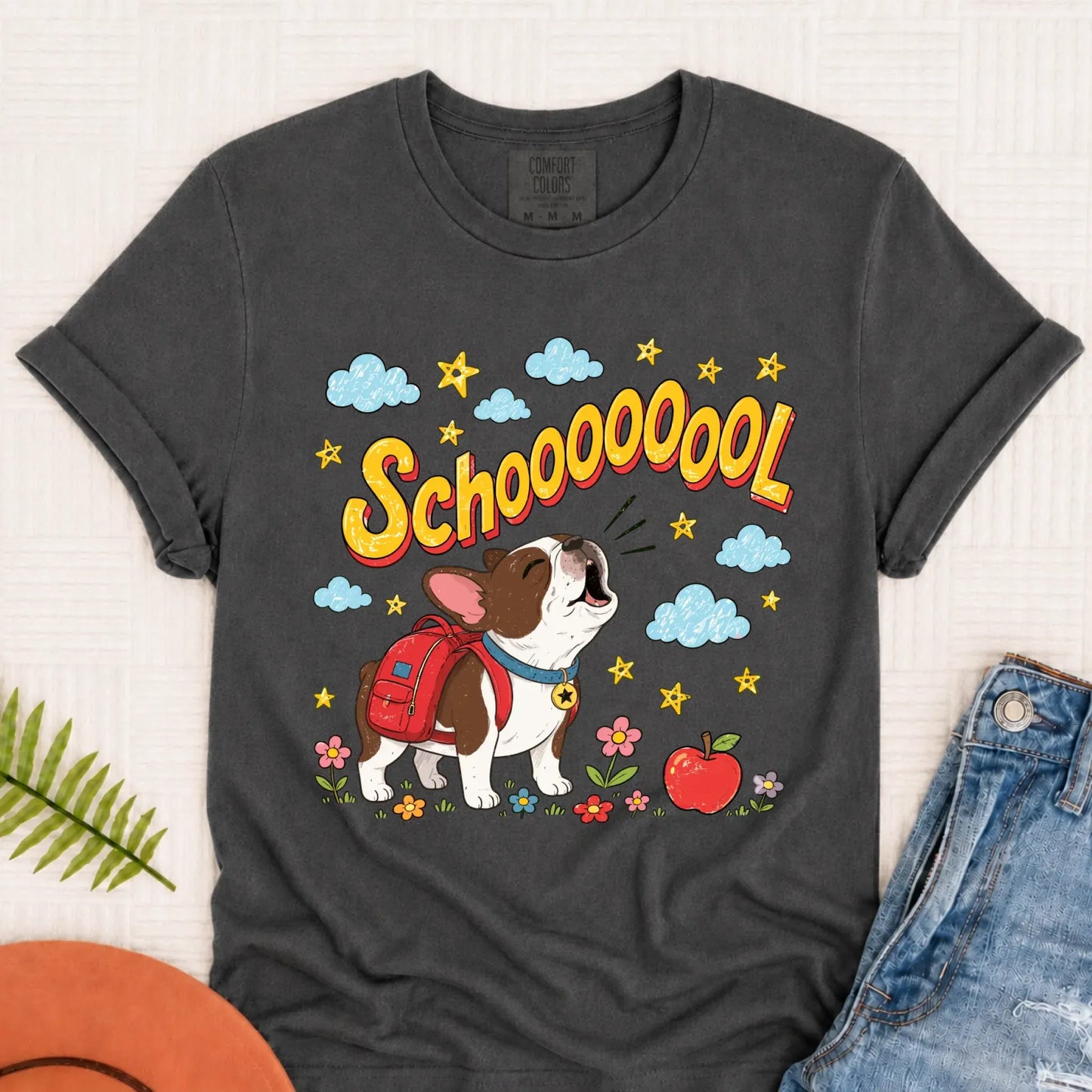 Custom Funny Frenchie Back to School Unisex Tshirt Pepper