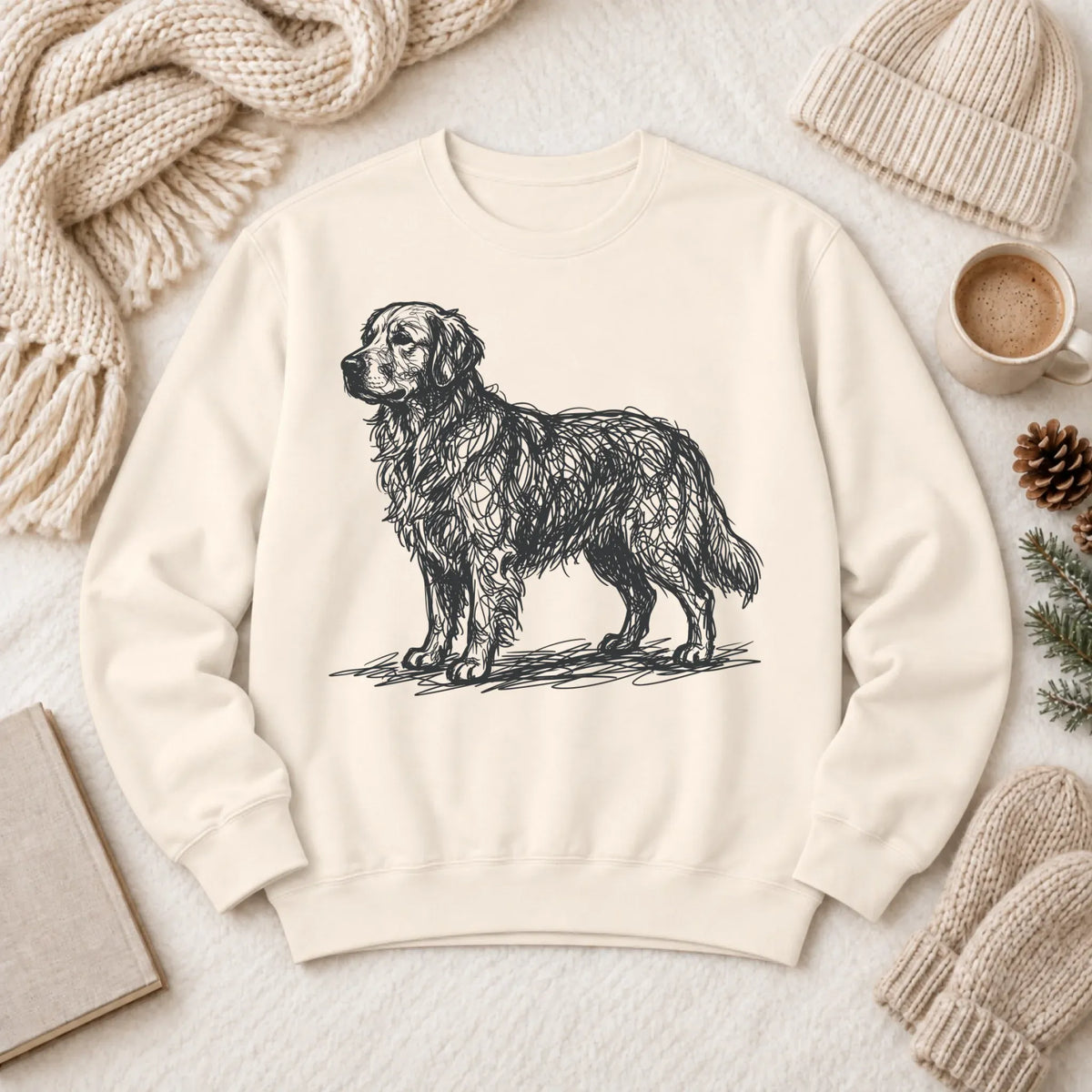 Customizer 1466 LW Sweatshirt Light / Ivory / S Custom Golden Retriever Art Squiggles Unisex Sweatshirt