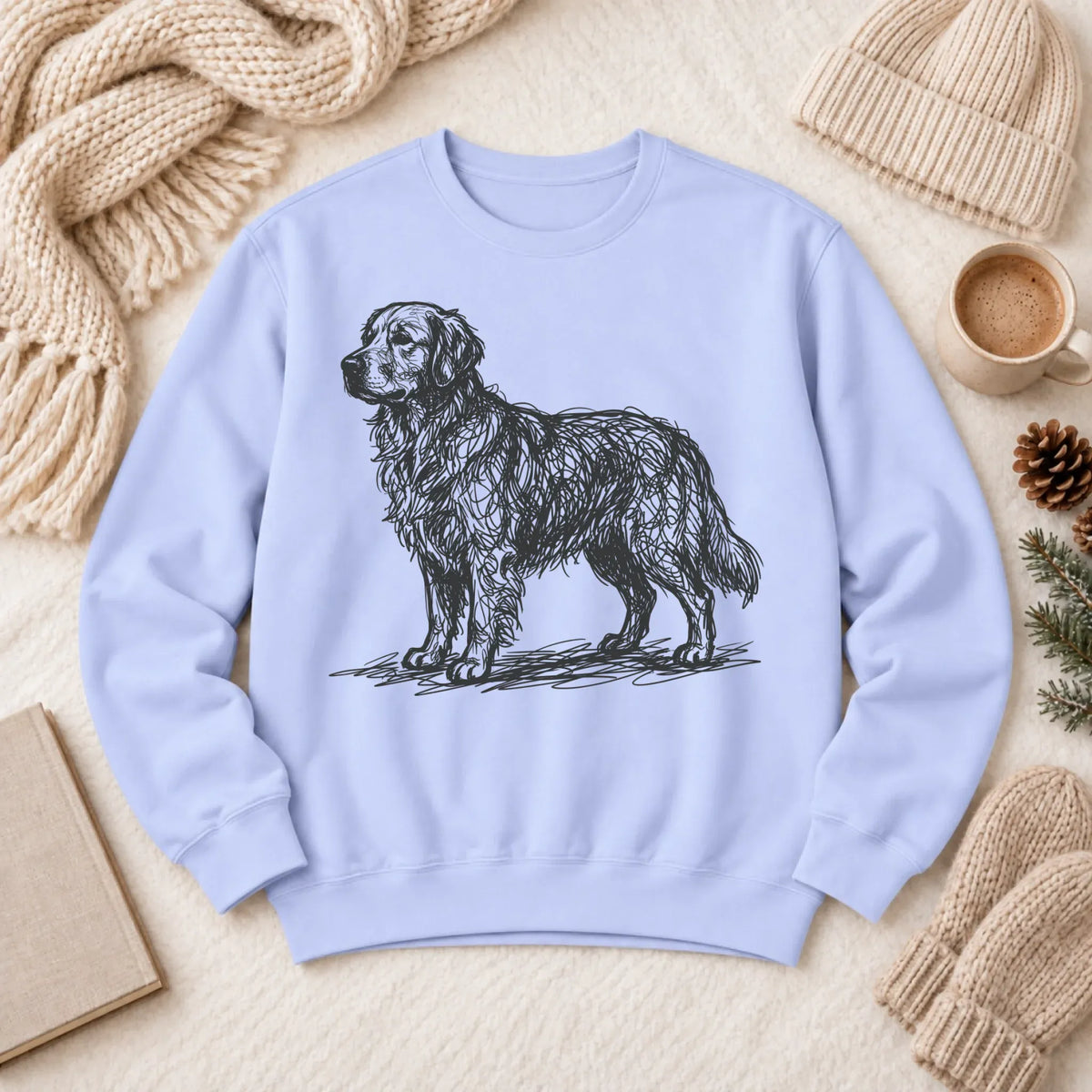 Customizer 1466 LW Sweatshirt Light / Hydrangea / S Custom Golden Retriever Art Squiggles Unisex Sweatshirt
