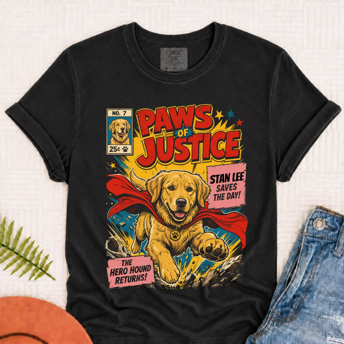 Customizer Monster Dark 1717 / Graphite / S Custom Golden Retriever Comic Book Unisex TShirt