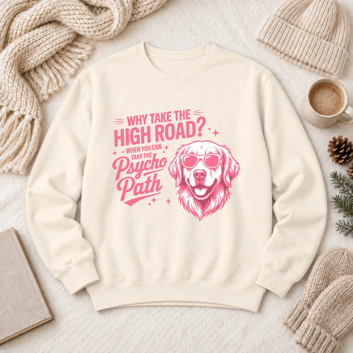 Sweatshirt Ivory / S Custom Golden Retriever Psychopath Unisex Sweatshirt