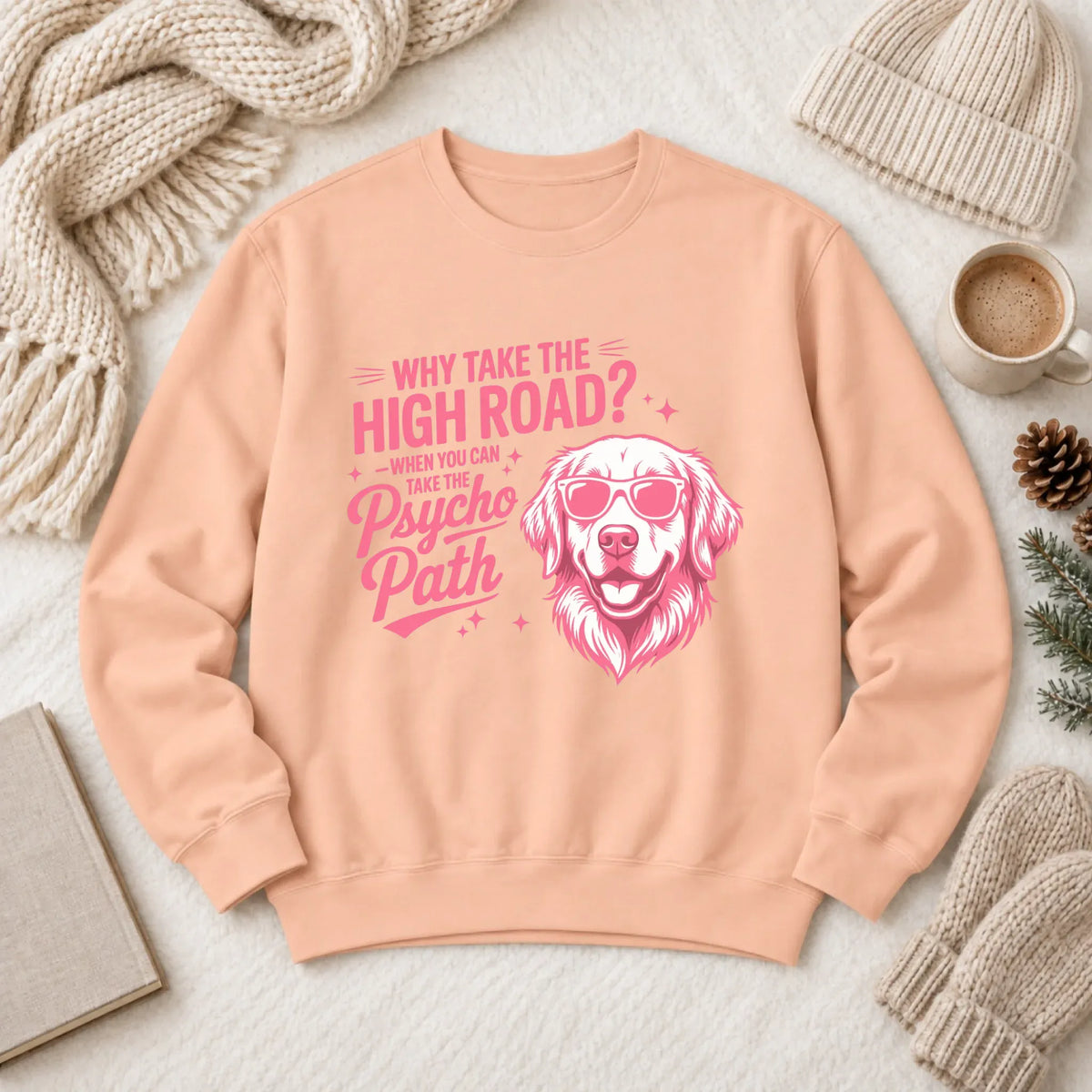 Sweatshirt Peachy / S Custom Golden Retriever Psychopath Unisex Sweatshirt