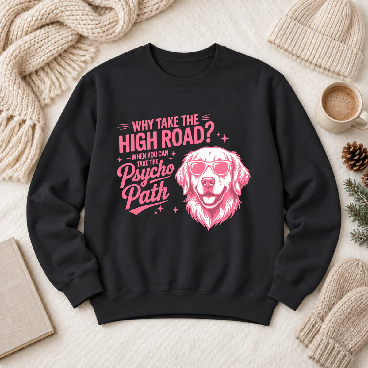 Sweatshirt Black / S Custom Golden Retriever Psychopath Unisex Sweatshirt