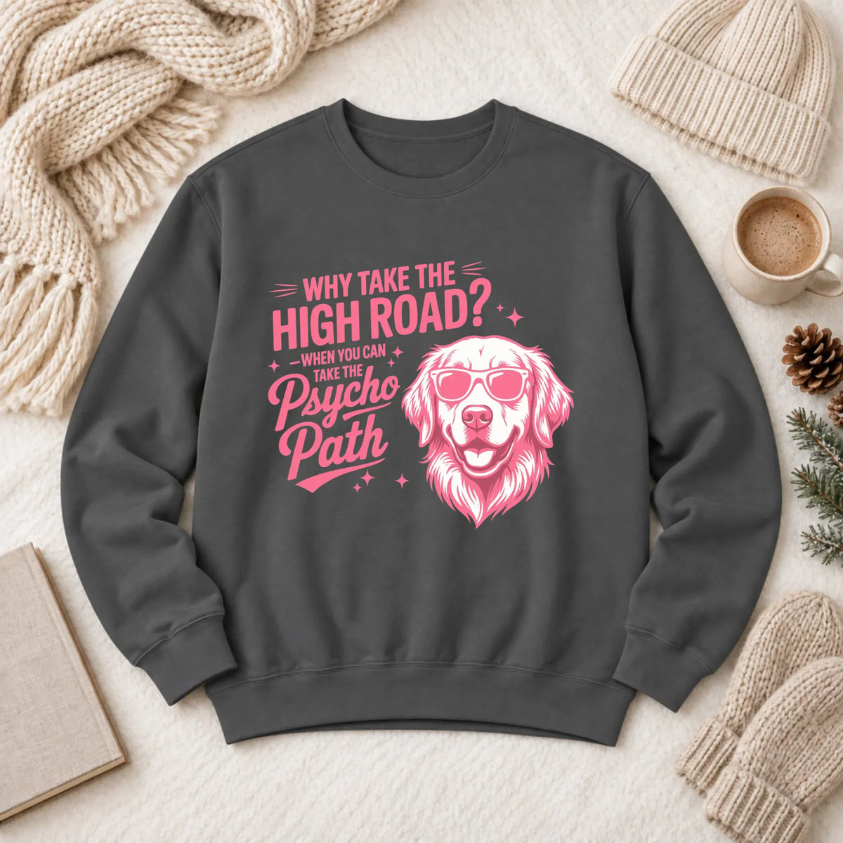 Sweatshirt Pepper / S Custom Golden Retriever Psychopath Unisex Sweatshirt