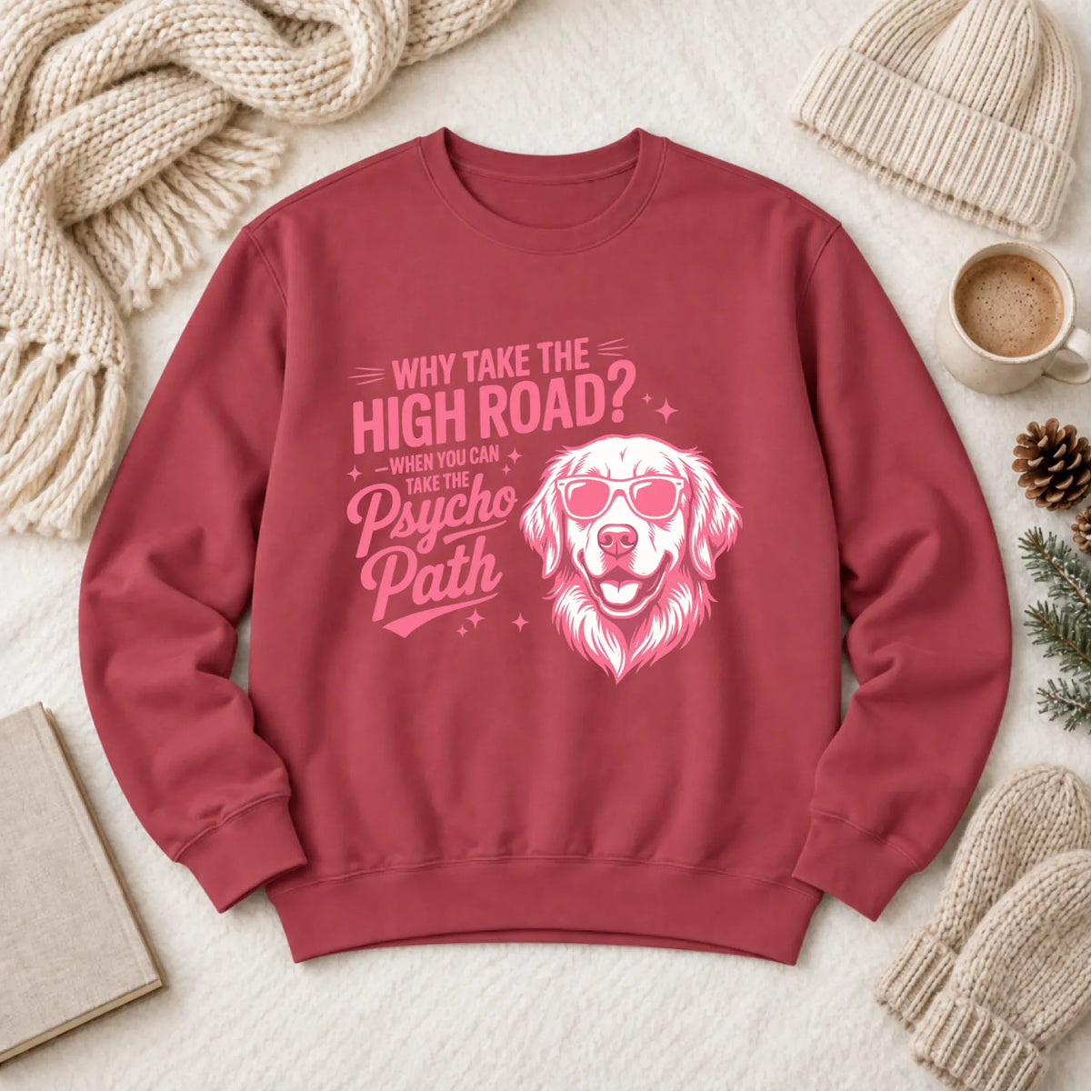 Sweatshirt Crimson / S Custom Golden Retriever Psychopath Unisex Sweatshirt