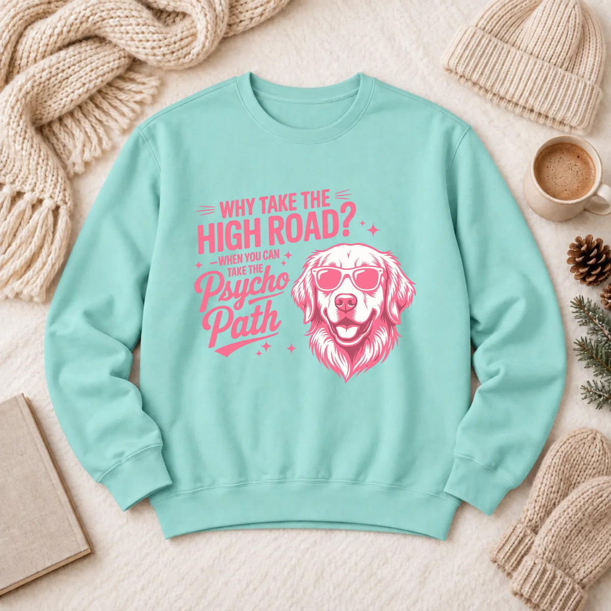 Sweatshirt Chalky Mint / S Custom Golden Retriever Psychopath Unisex Sweatshirt