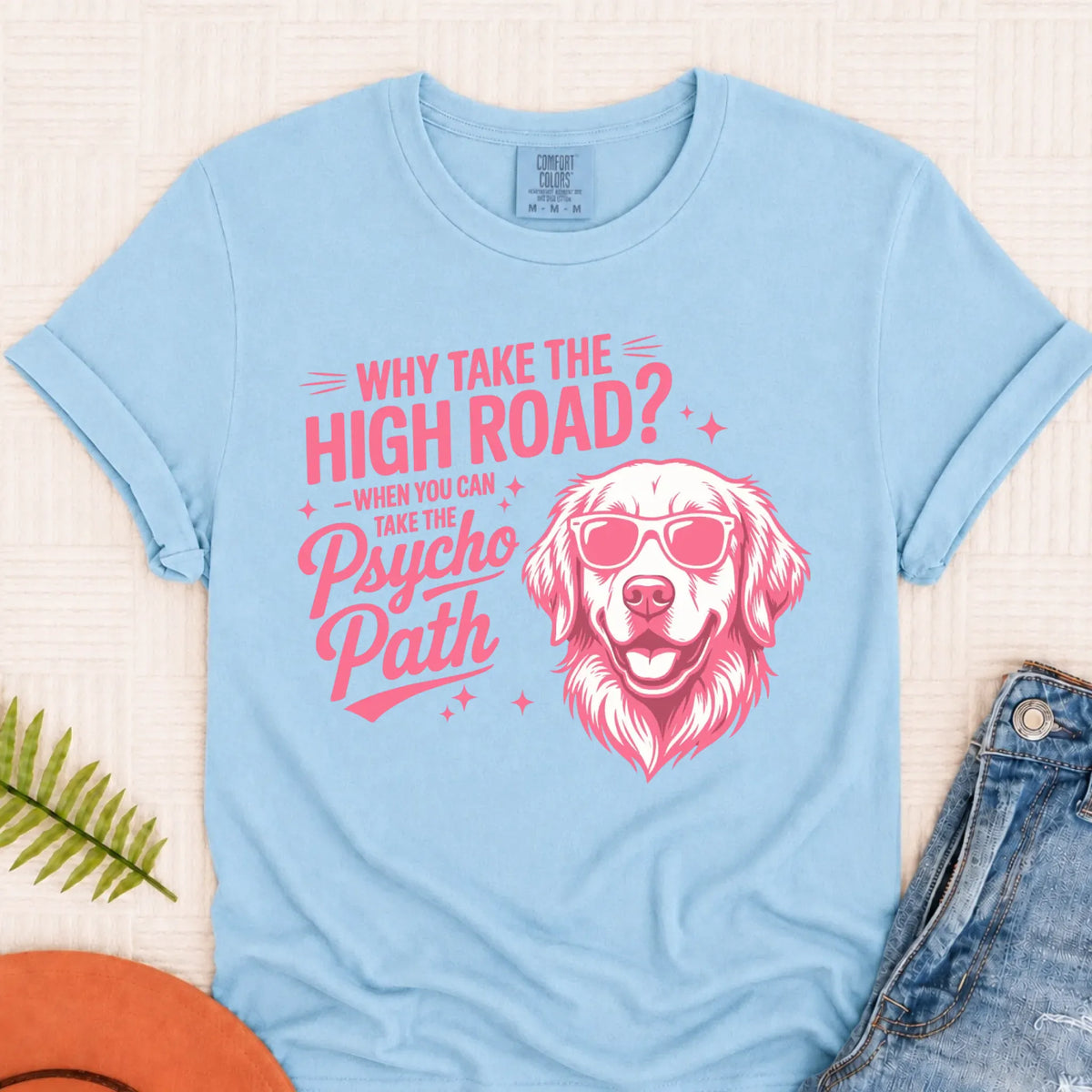T-Shirt Chambray / S Custom Golden Retriever Psychopath Unisex Tshirt