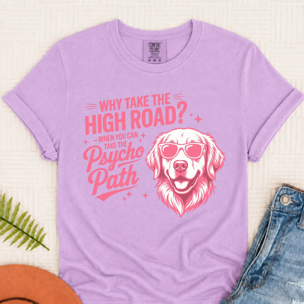 T-Shirt Orchid / S Custom Golden Retriever Psychopath Unisex Tshirt